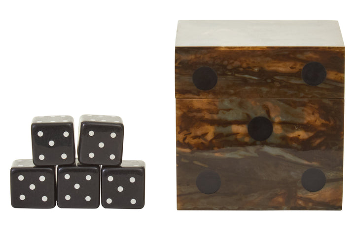 Dice and Games Brown With Dice Stanhope Finish Box Five Black