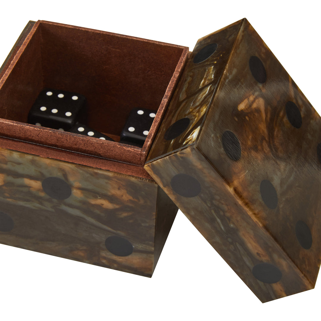 Dice and Games Brown With Dice Stanhope Finish Box Five Black