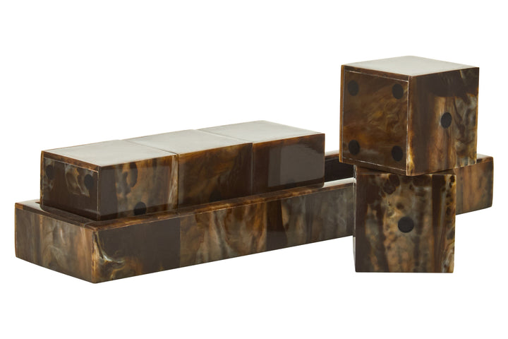 Games Set Black Five Brown and Finish Dice Stanhope