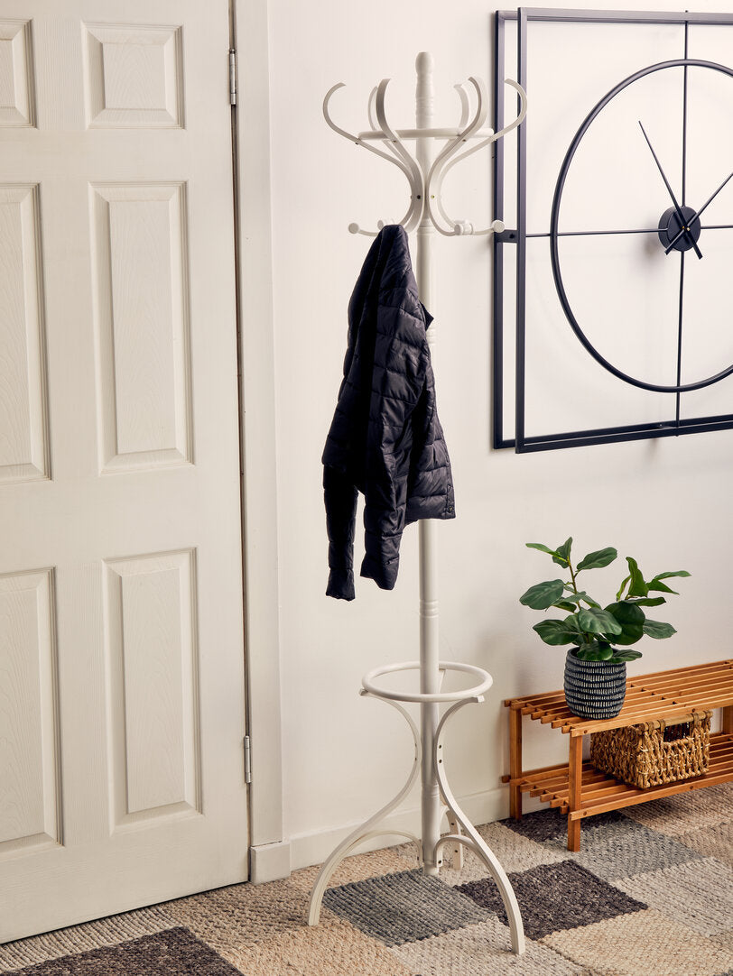 Cala Floor Standing Coat Stand – White Finish (184cm)