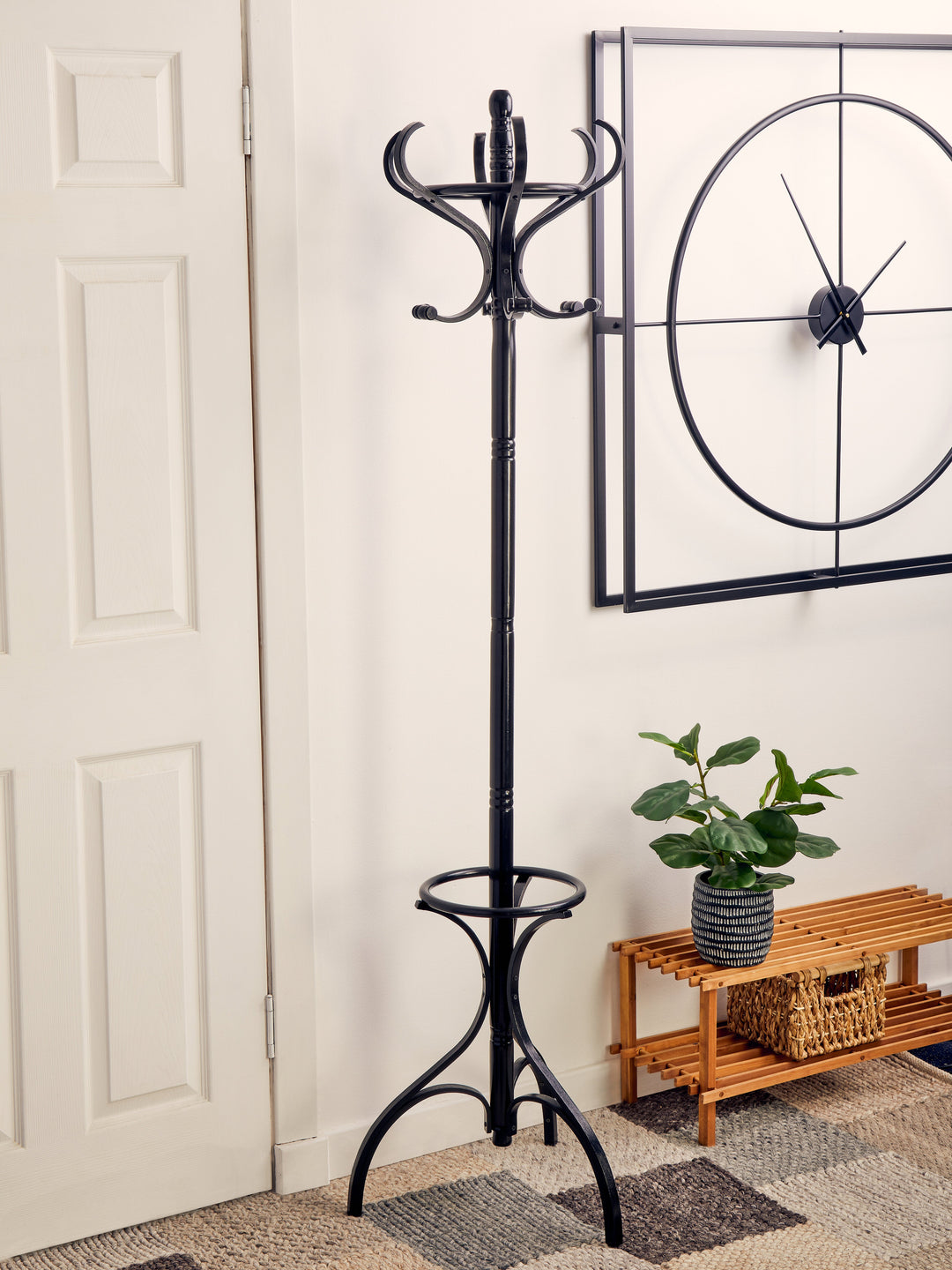 Kennedy Black Wood Floor Coat Stand