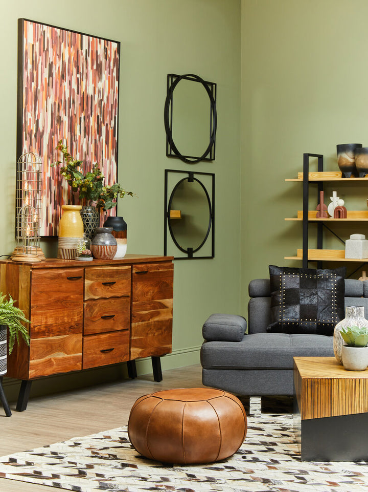 Oakridge Safira Leather Cushion with Gold Studs