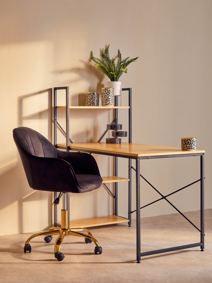 Laxton Desk in Light Yellow with Shelves