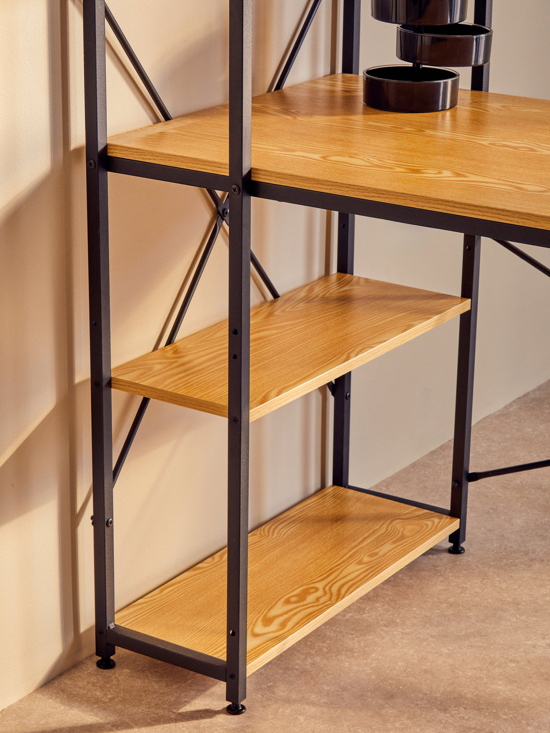Laxton Desk in Light Yellow with Shelves