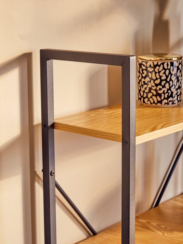 Laxton Desk in Light Yellow with Shelves