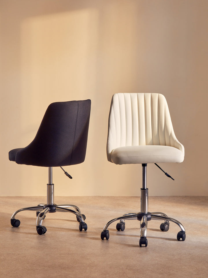 Brent Faux Leather Office Chair in Off-White Finish