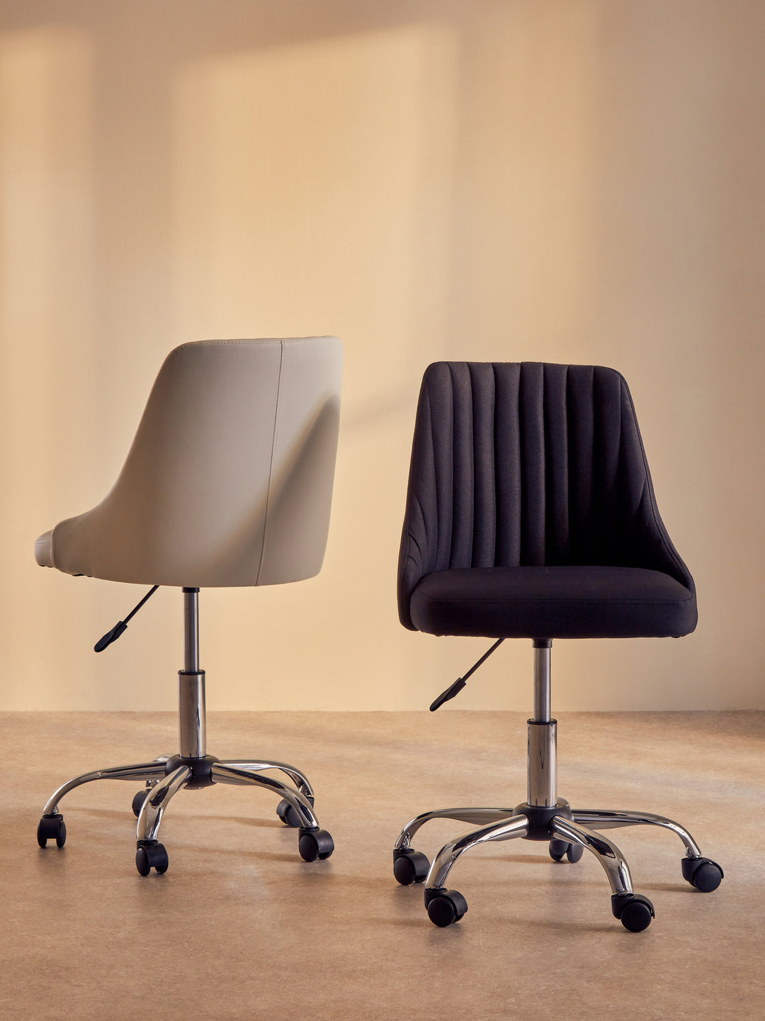 Brent Faux Leather Office Chair in Off-White Finish