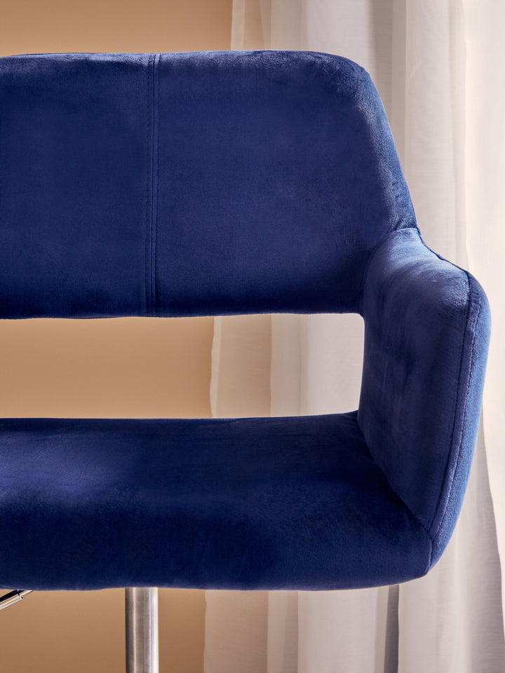 Brent Navy Blue Velvet Office Chair with Chrome Base