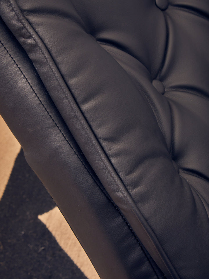 Warrington Black Faux Leather Recliner with Footstool
