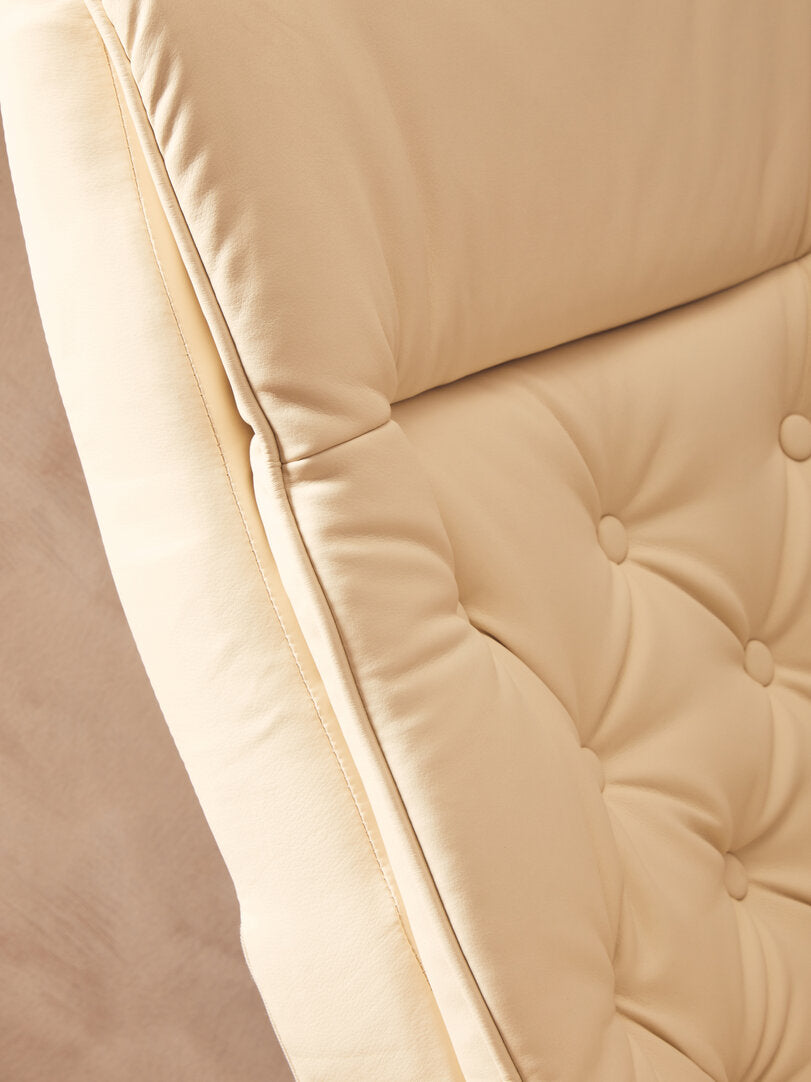 Canvas Recliner & Footstool – Ivory Leather Effect