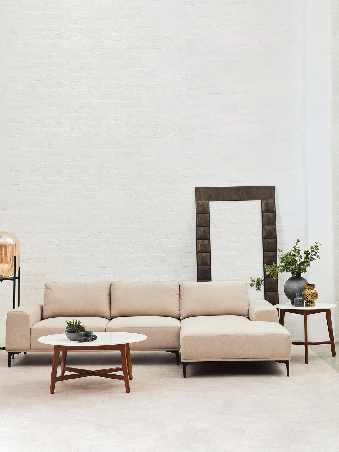 Myan Coffee Table with White Marble Top and Sleek Base