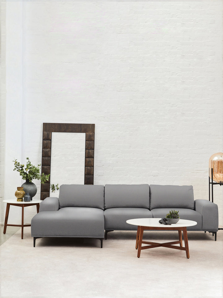 Myan Coffee Table with White Marble Top and Sleek Base
