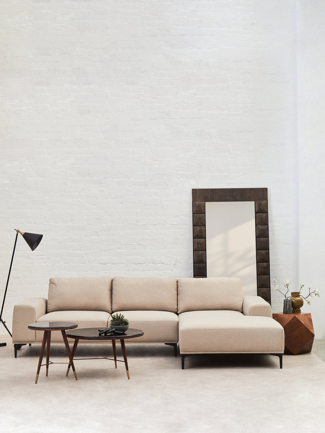 Toulon Three-Seater Natural Fabric Left Chaise Sofa