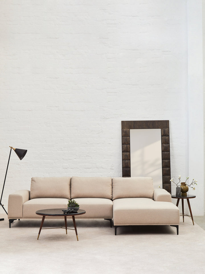 Toulon Three-Seater Natural Fabric Left Chaise Sofa