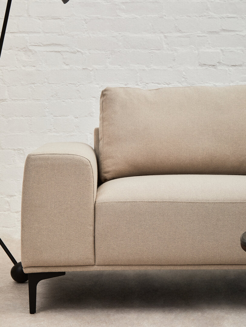 Gilded Chaise Sofa – Natural Fabric (3 Seat, Left)