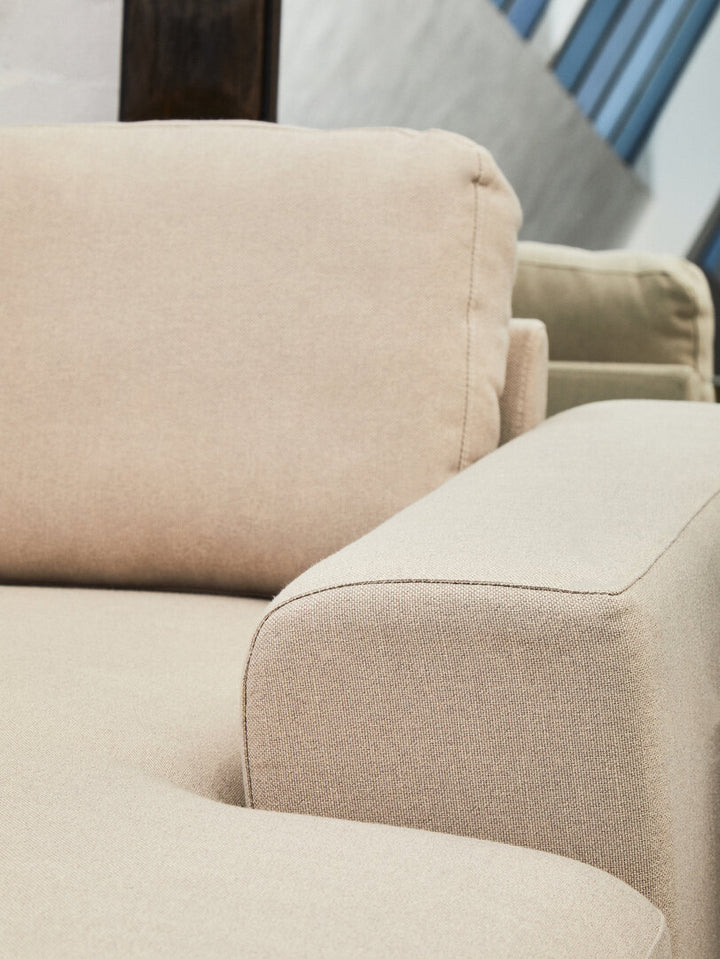 Gilded Chaise Sofa – Natural Fabric (3 Seat, Left)