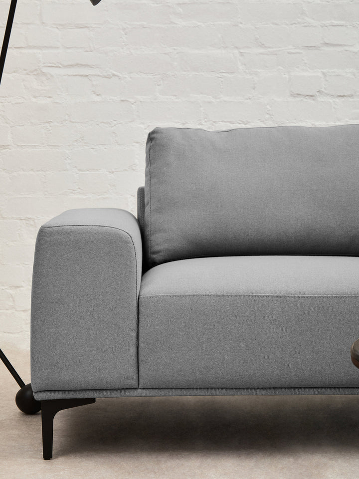 Toulon Three-Seater Grey Fabric Left Chaise Sofa