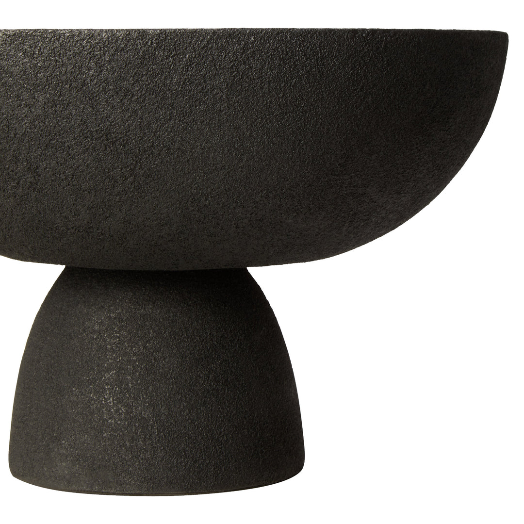 Large Textured Elvaris Black Pedestal Bowl