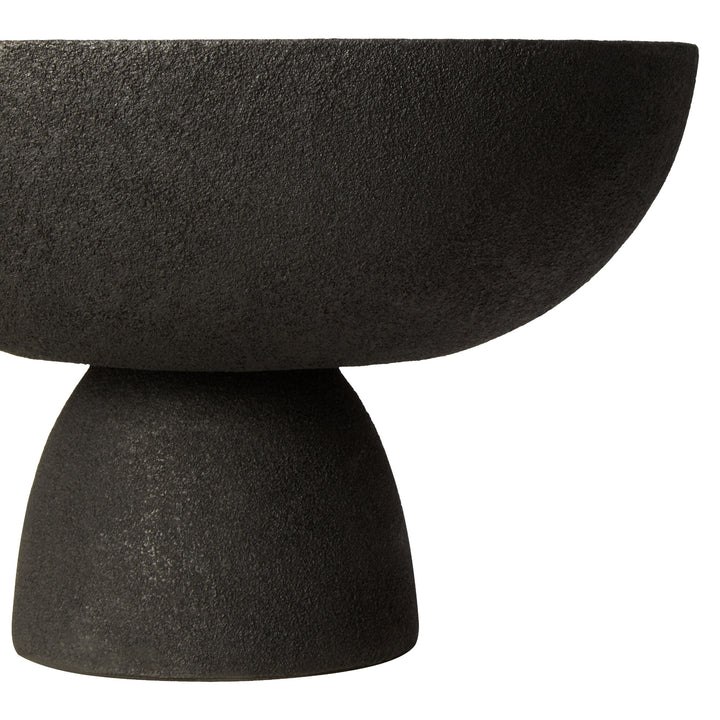 Large Textured Elvaris Black Pedestal Bowl