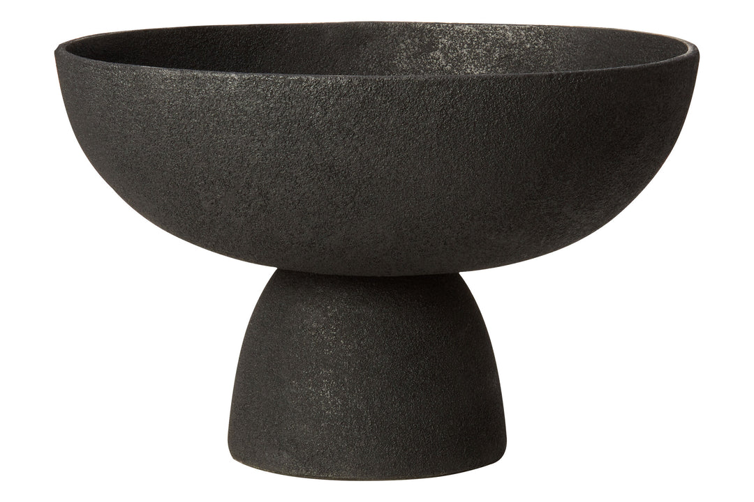 Large Textured Elvaris Black Pedestal Bowl