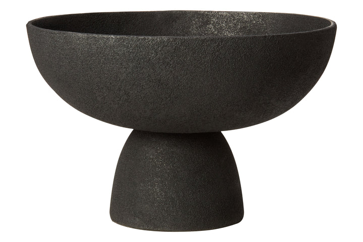 Large Textured Elvaris Black Pedestal Bowl