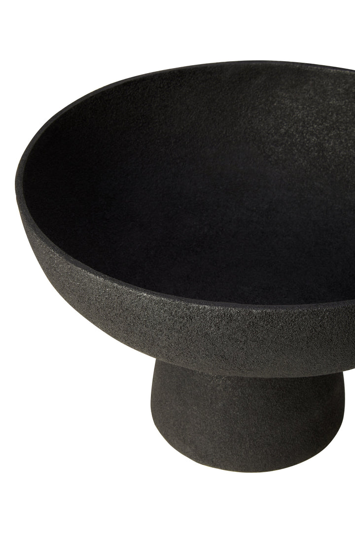 Large Textured Elvaris Black Pedestal Bowl