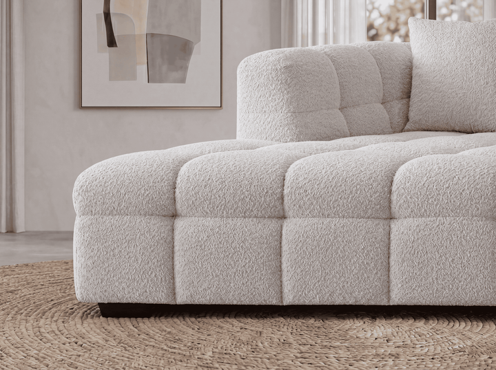 Aluxo Tribeca Right Hand Corner Sofa in Oatmeal Boucle Fabric