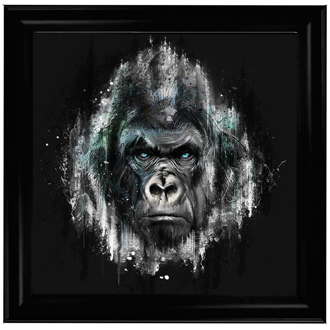 AN417 Black & Blue Gorilla Watercolour