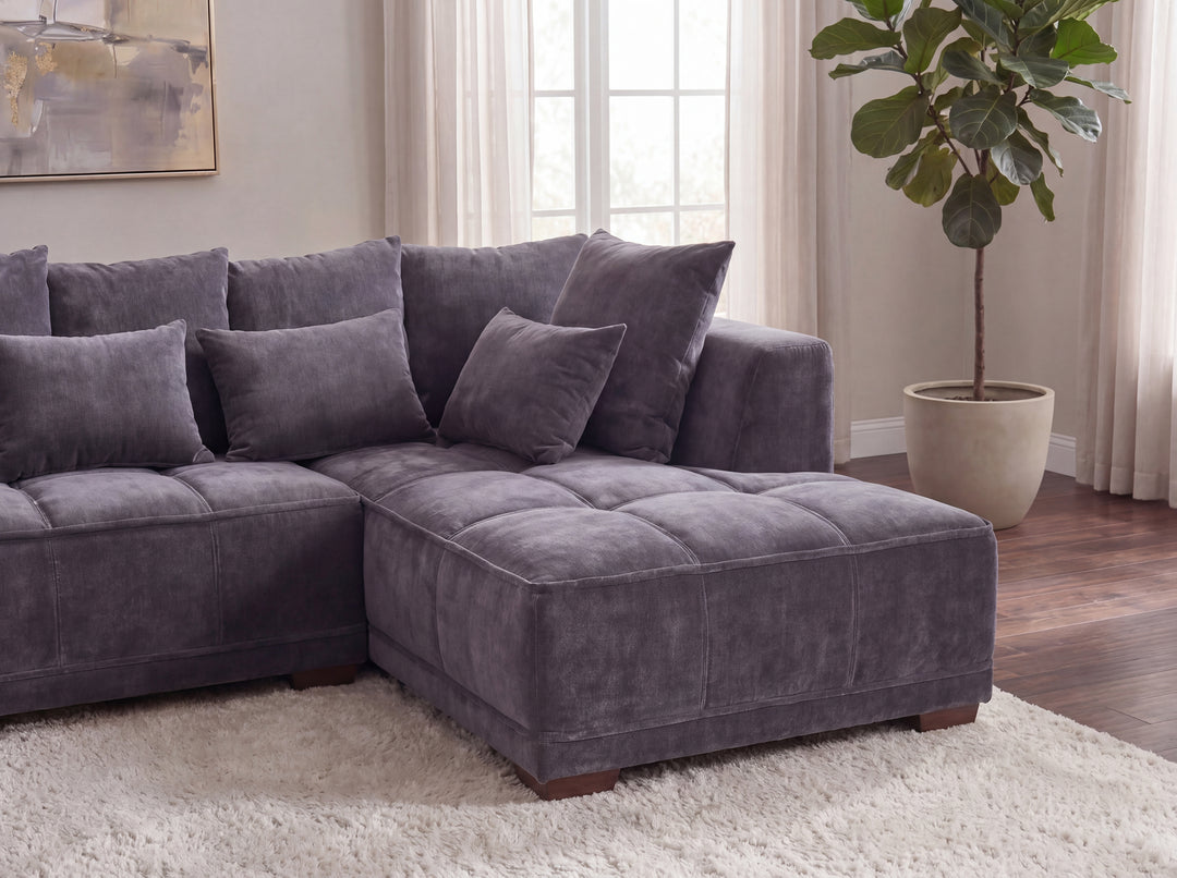 Aluxo Gramercy Group Sofa in Steel Velvet