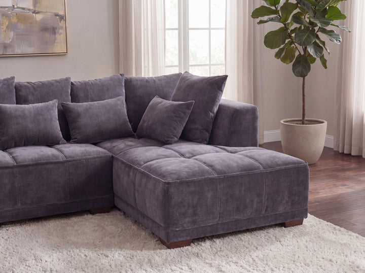 Aluxo Gramercy Group Sofa in Steel Velvet