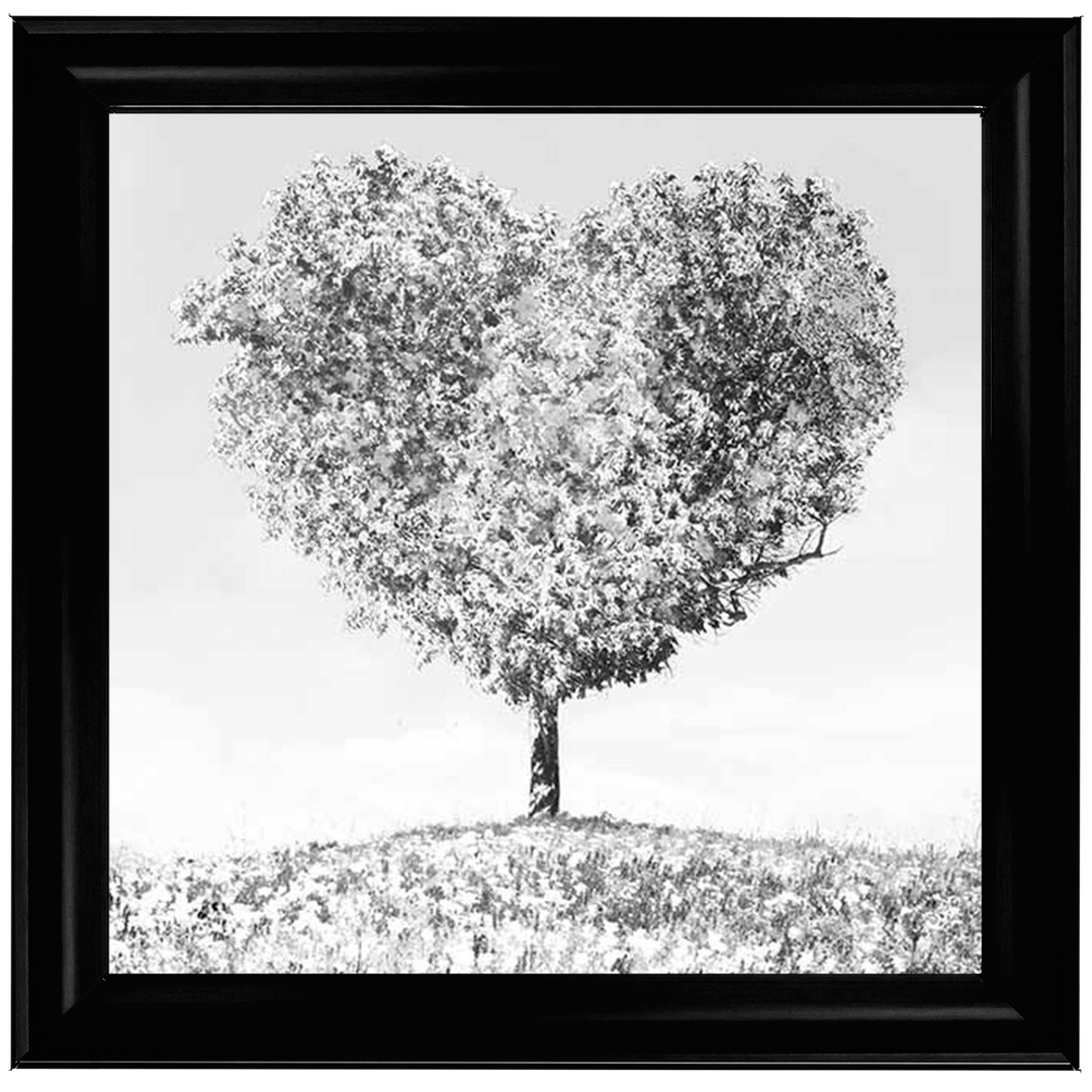 LS297 Black & White Lone Heart Tree