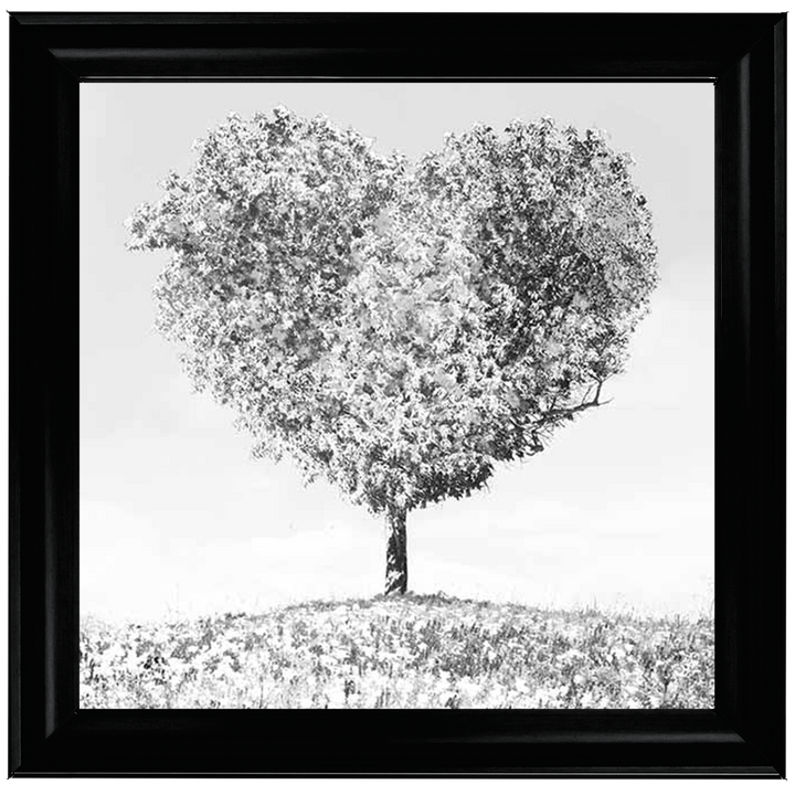 LS297 Black & White Lone Heart Tree