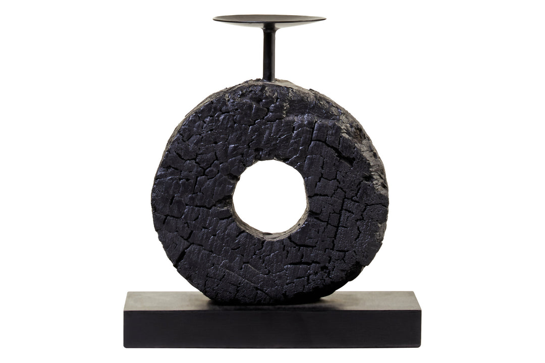Charred Candle Harbour Mango Black Holder Wood Log Small