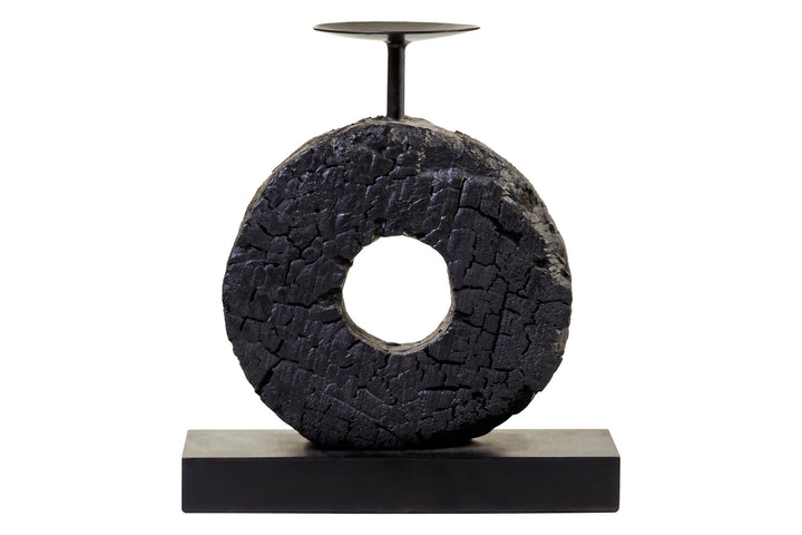 Charred Candle Harbour Mango Black Holder Wood Log Small
