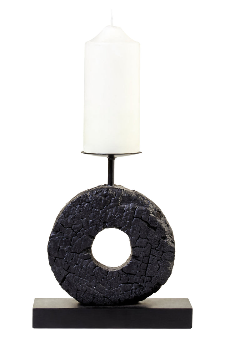 Charred Candle Harbour Mango Black Holder Wood Log Small