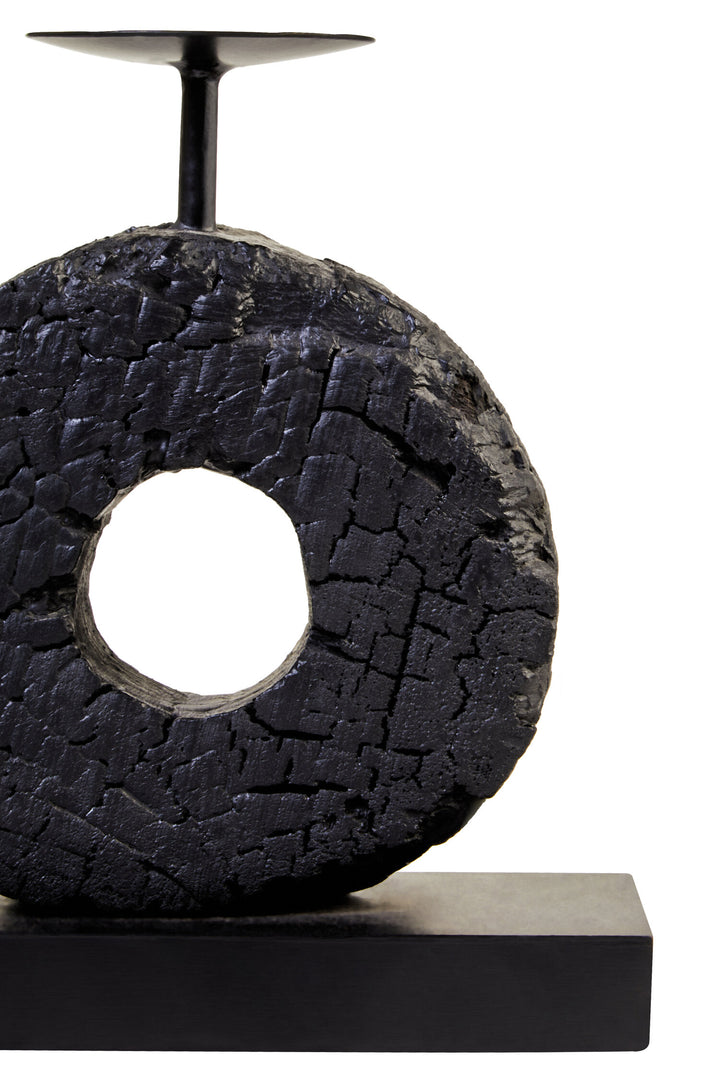 Charred Candle Harbour Mango Black Holder Wood Log Small