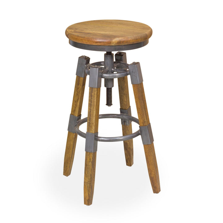 Prymere Wood & Metal Square leg Swivel Stool