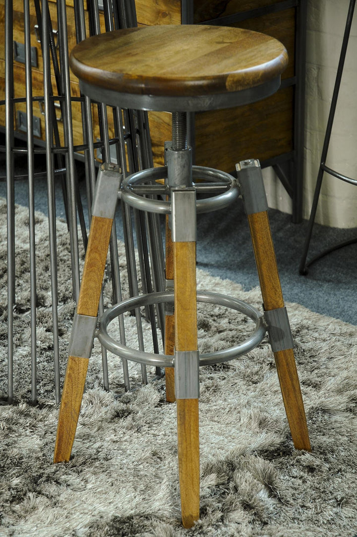 Prymere Wood & Metal Square leg Swivel Stool