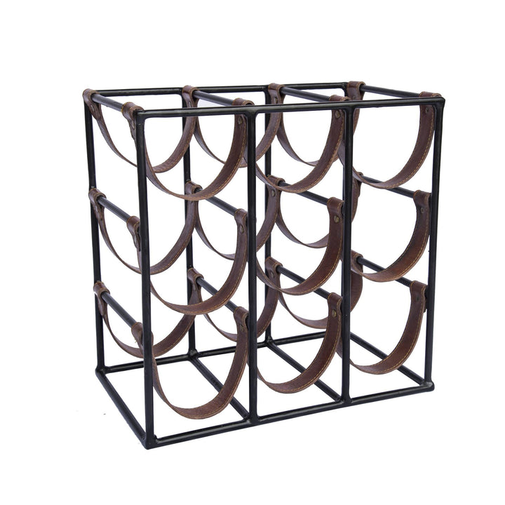 Xavissa 9 bottle leather sling square Wine Rack