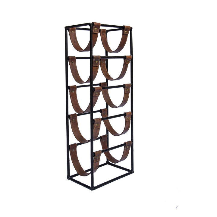 Elongated leather sling Wine Rack - 5 bottle