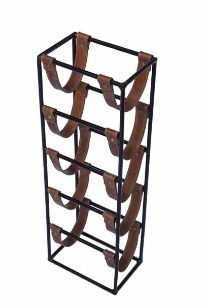 Elongated leather sling Wine Rack - 5 bottle