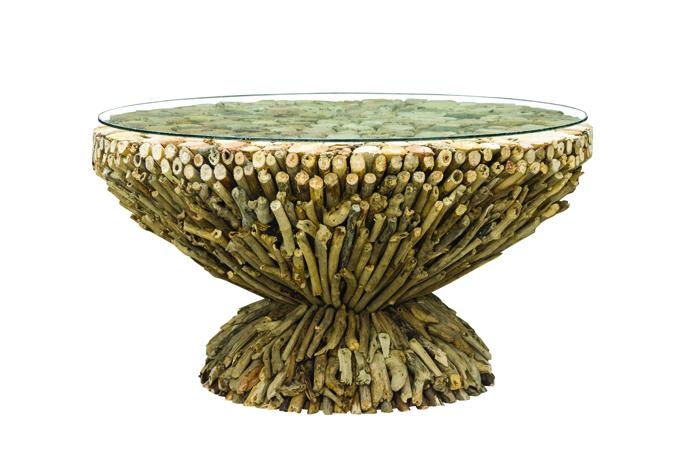 Umbrin Round Coffee Table w Glass Top