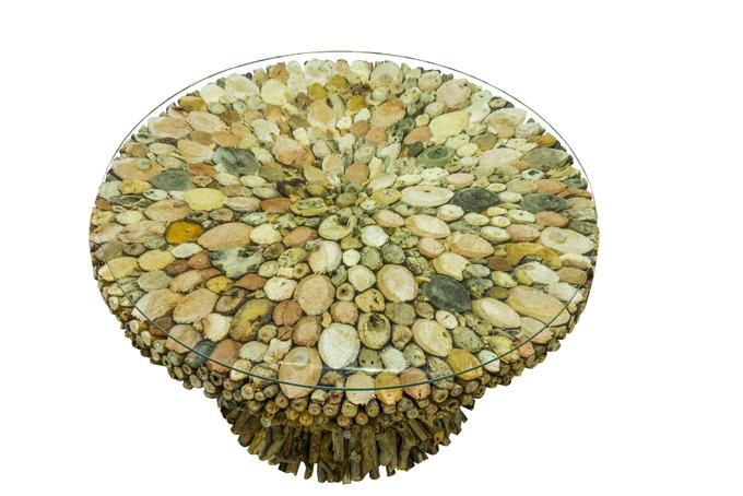 Umbrin Round Coffee Table w Glass Top