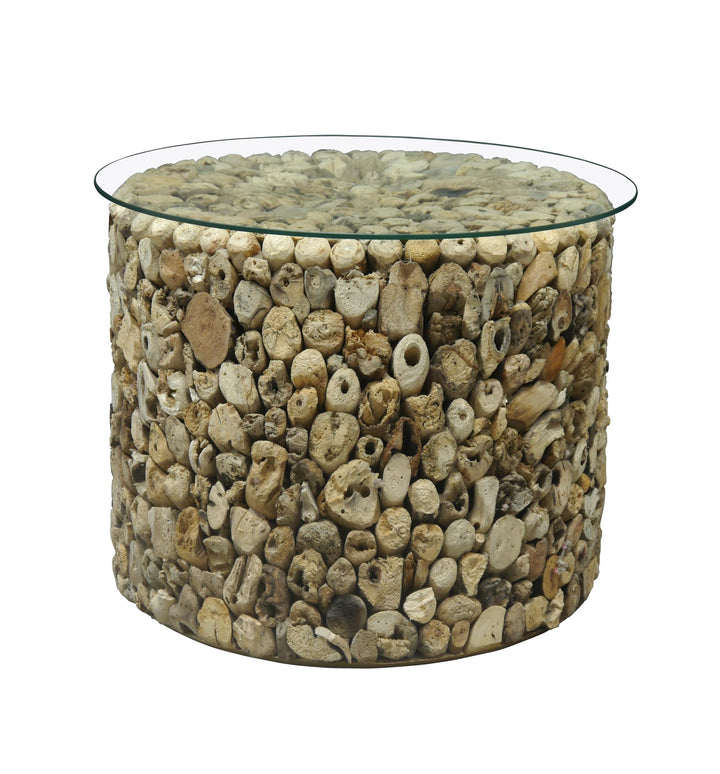 Umbrin Drum Lamp Table w Glass Top