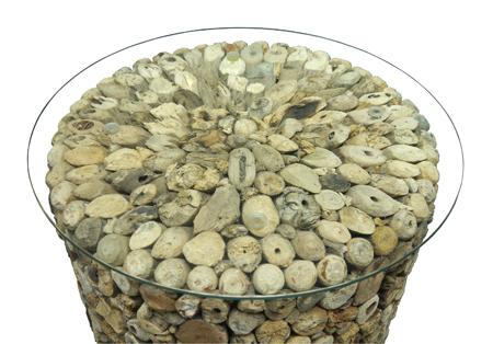 Umbrin Drum Lamp Table w Glass Top