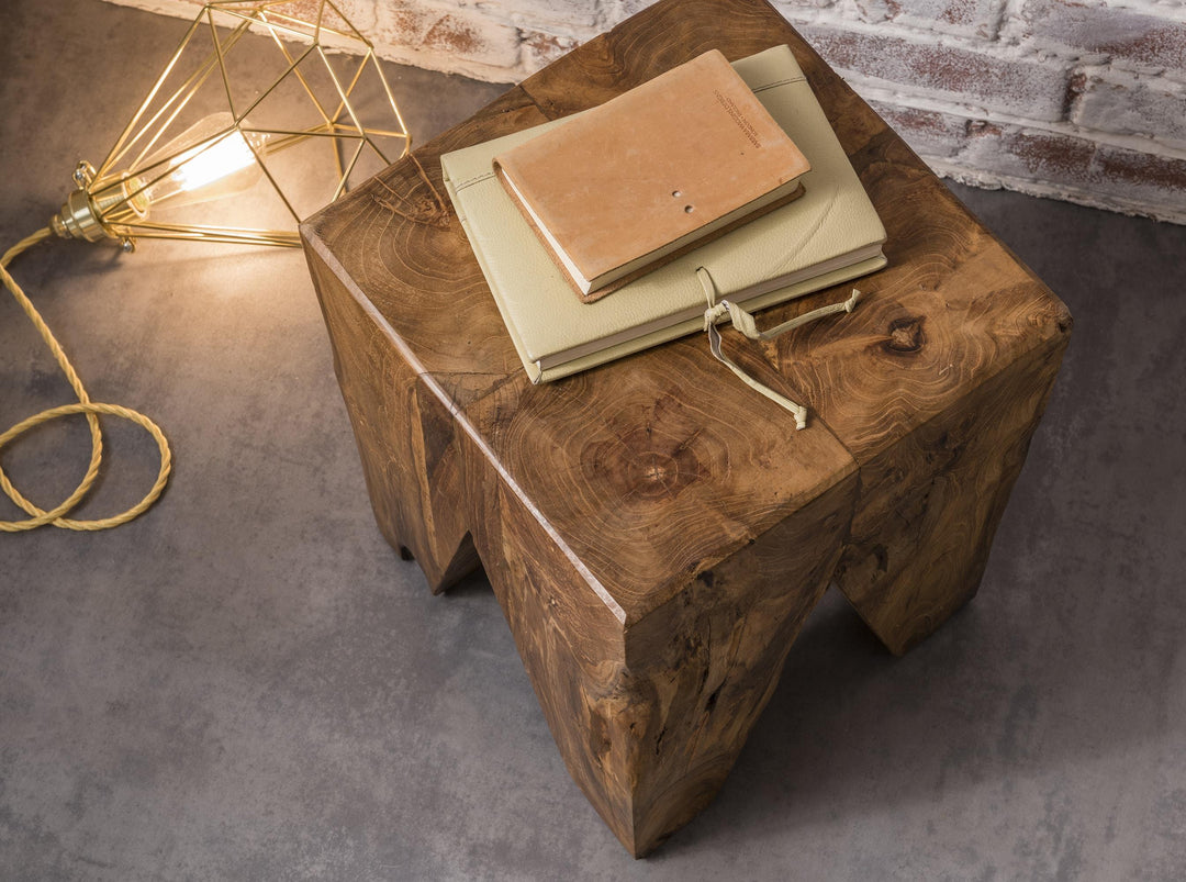 Merrowyn Stool / Side Table Natural wax