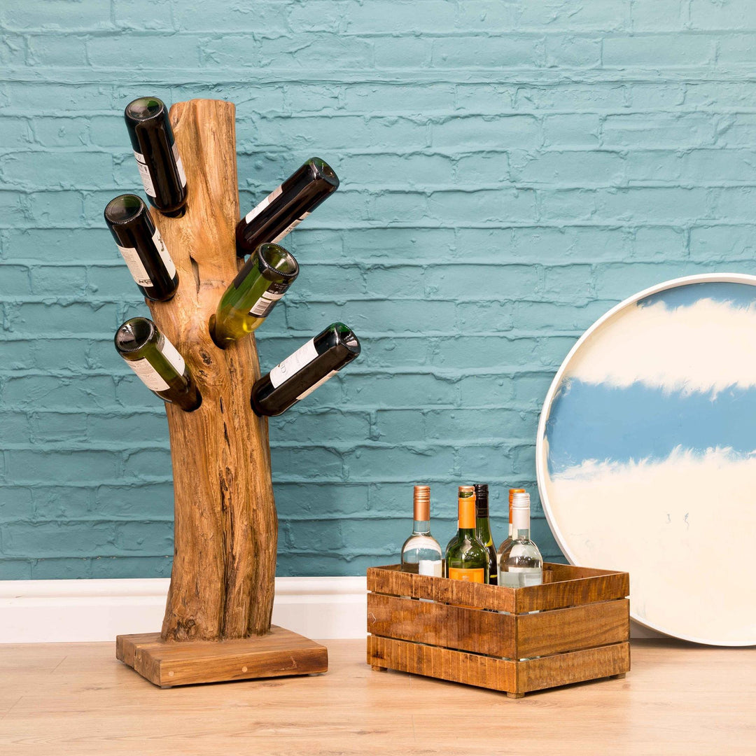 Zenvor Teak Root Freestanding Wine Rack 6 bottles