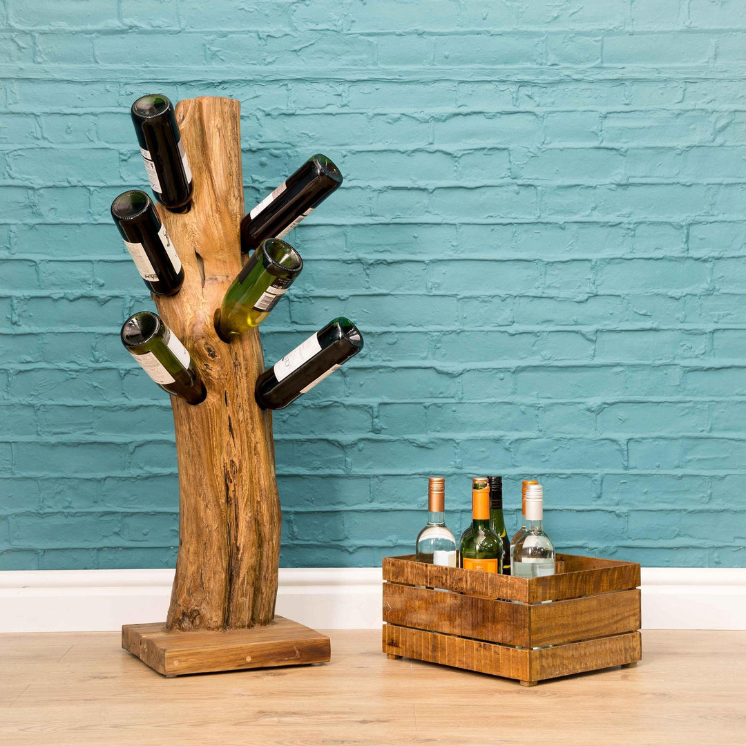 Zenvor Teak Root Freestanding Wine Rack 6 bottles