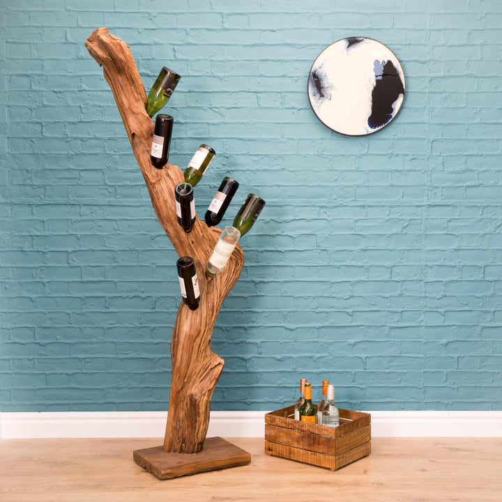 Zenvor Teak Root Freestanding Wine Rack 8 bottles