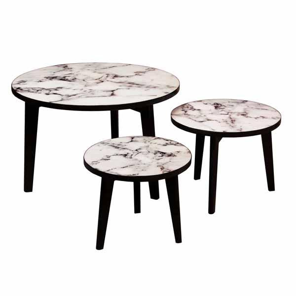 Olvera Lamp Table White Marble Print - Medium